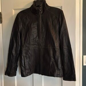 Marc New York 100% Leather Jacket, chocolate brown.